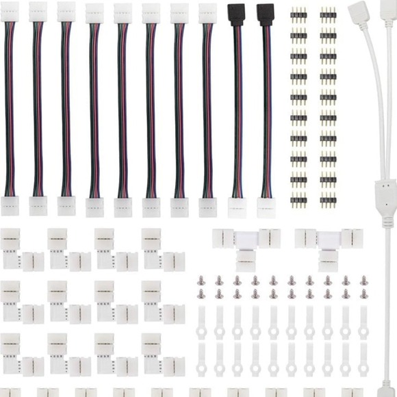 FUMENTON LED Strip Connector Kit for 5050 10mm 4Pin,Includes 8 Types of Solderle - Picture 2 of 11